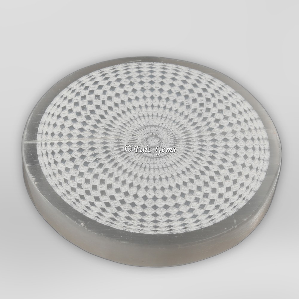 Engraved Calctic 3D Selenite Charging Circle