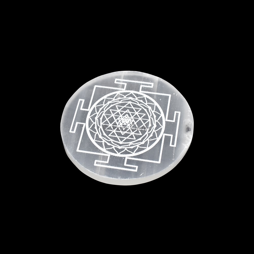 Engraved Charging Selenite Plate With Shree Yantra