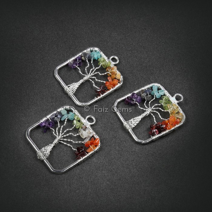Square Shape Tree of Life Pendants