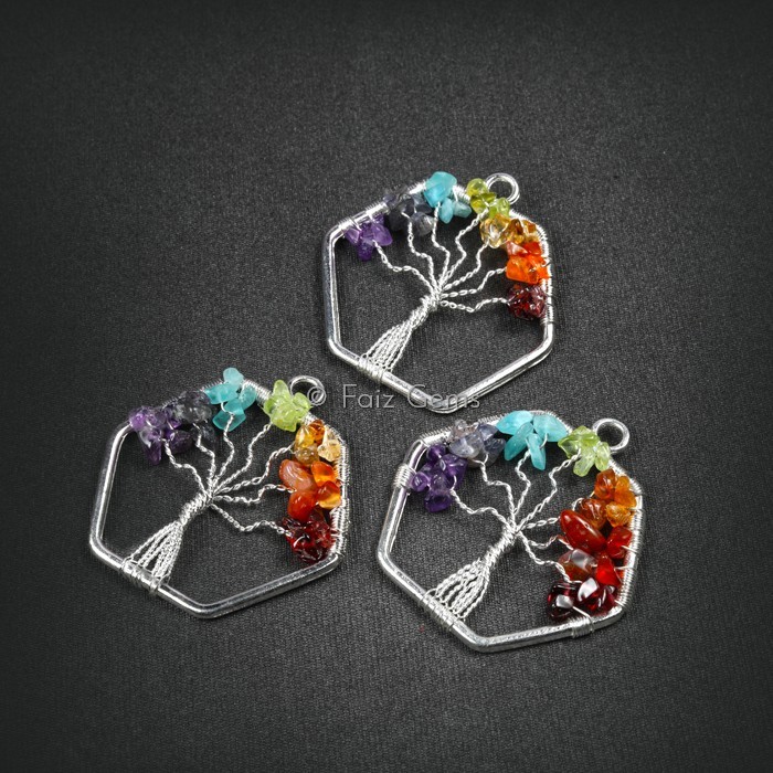 Hexagon Shape Tree of Life Pendants