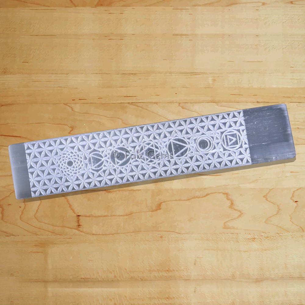 Engarved Healing Chakra Selenite Wand